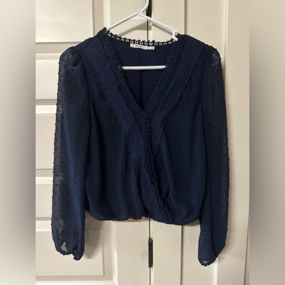 Dark blue sheer blouse